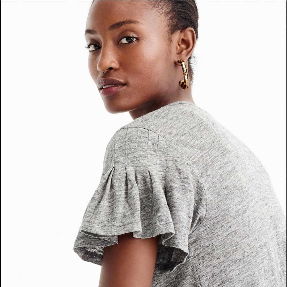 Jcrew Linen Flutter Sleeve Tee!! - image 3